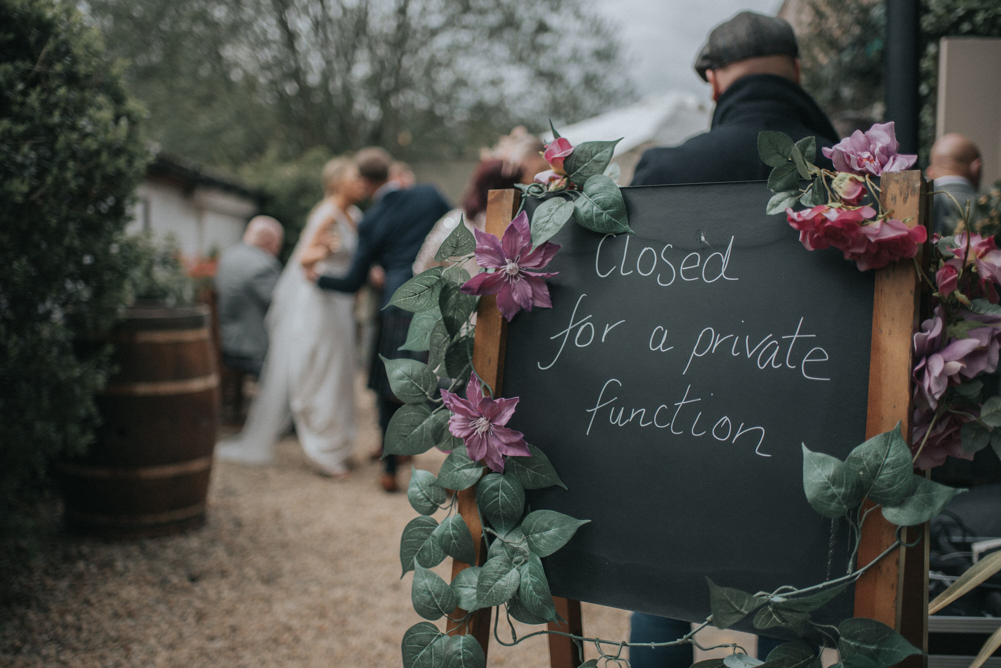 A chalkboard sign reads "Closed for a private function" at The Bothy, Glasgow