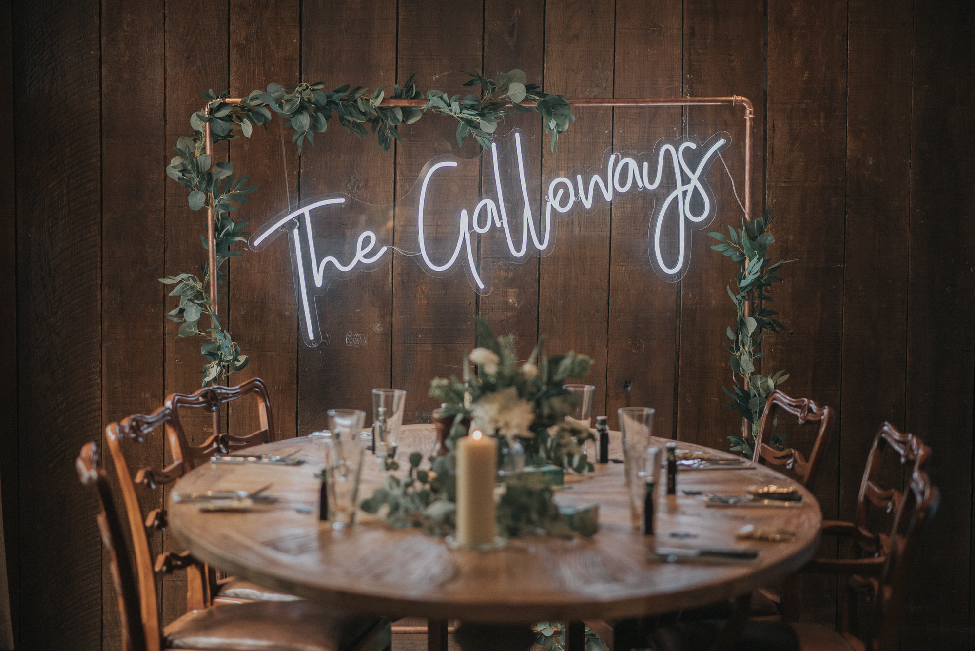 A neon sign that reads "The Galloways" at The Bothy, Glasgow